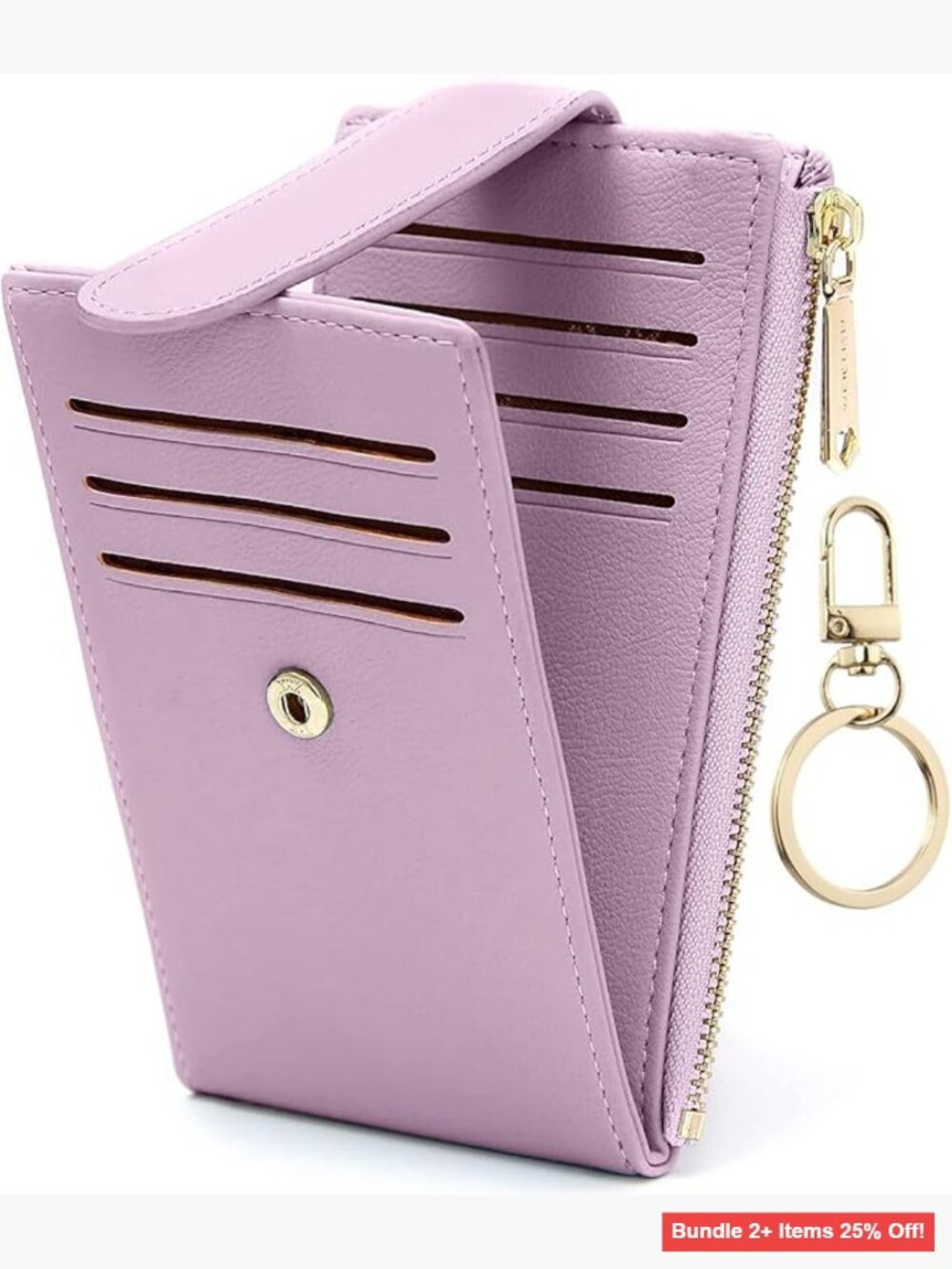 RFID Blocking Slim Wallet 11 Card Holder Zipper Coin Purse Keychain